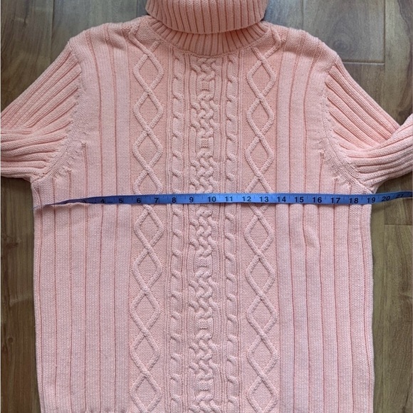 Vintage Peach Cable Knit Northern Reflections Turtleneck Sweater. - Picture 4 of 5
